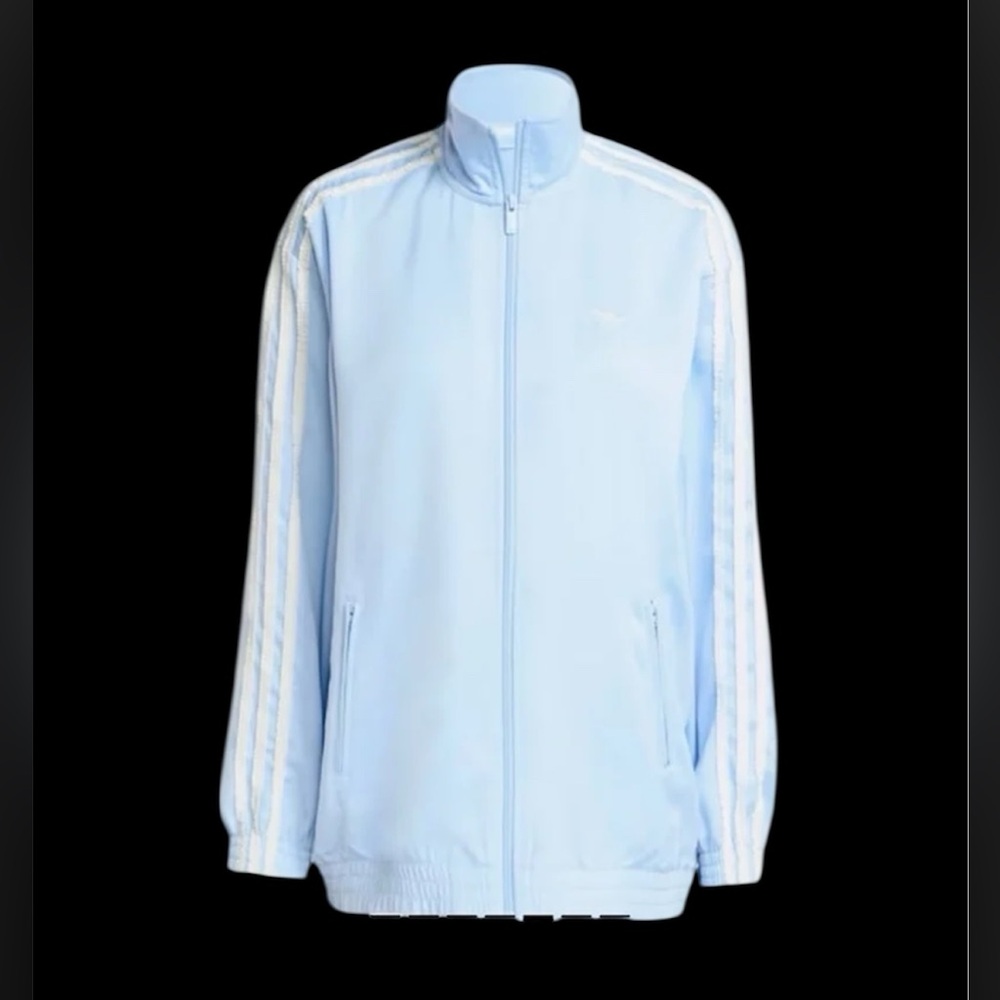 NEW Blue Adidas Satin Ruffle Track Jacket NWT